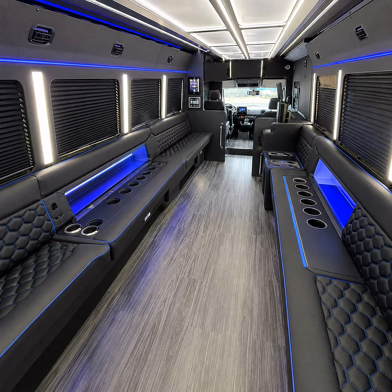 Columbia Birthday, Sweet 16, & Quinceañera Transportation party bus interior