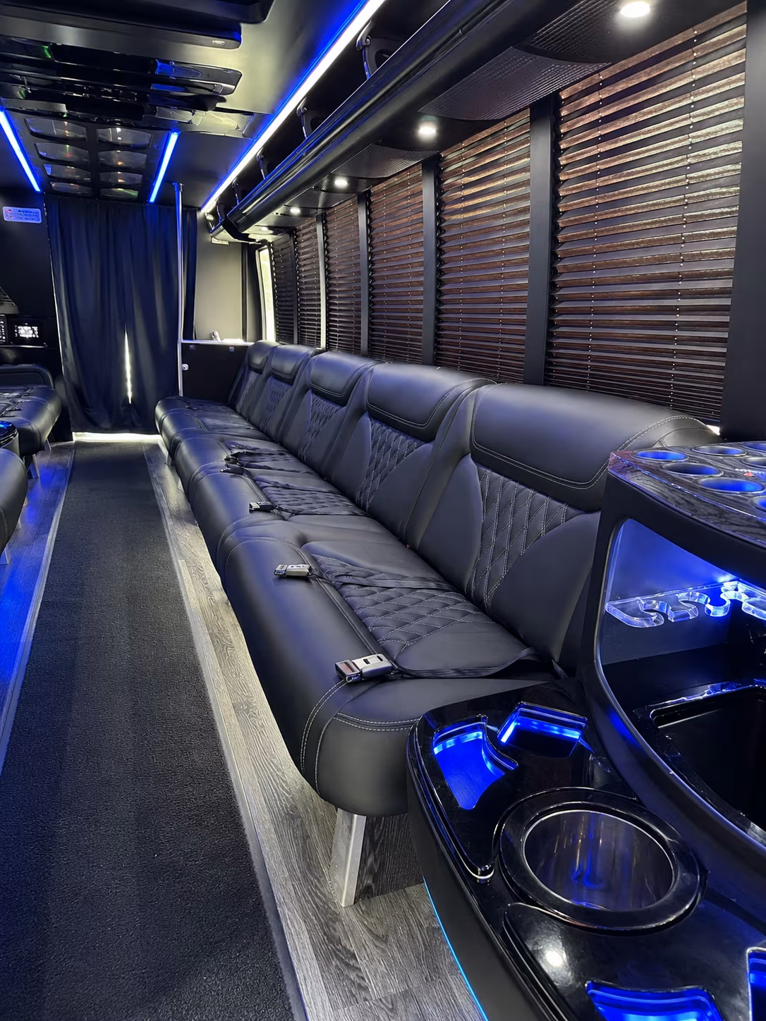 Columbia Birthday, Sweet 16, & Quinceañera Transportation party bus interior